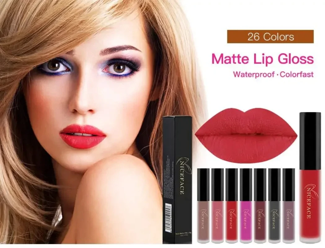 NICEFACE Lip Gloss 36 Color Waterproof Matte Lip Gloss Liquid Lipstick Waterproof Lasting Makeup Lip Gloss Makeup Cosmetics