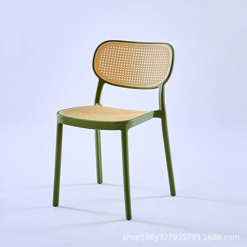 Nordic Dining Chair Household Plastic Thickened Modern Simple Restaurant Backrest Chair Stackable Outdoor Rattan Stool Furniture