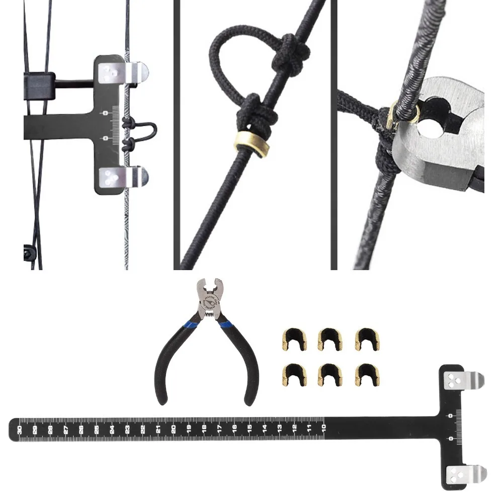Durable T Ruler Bow String Nocking Points Pliers Set Black Nocking Buckle Pliers Kit Compound Bow Kit Bowstring Installation
