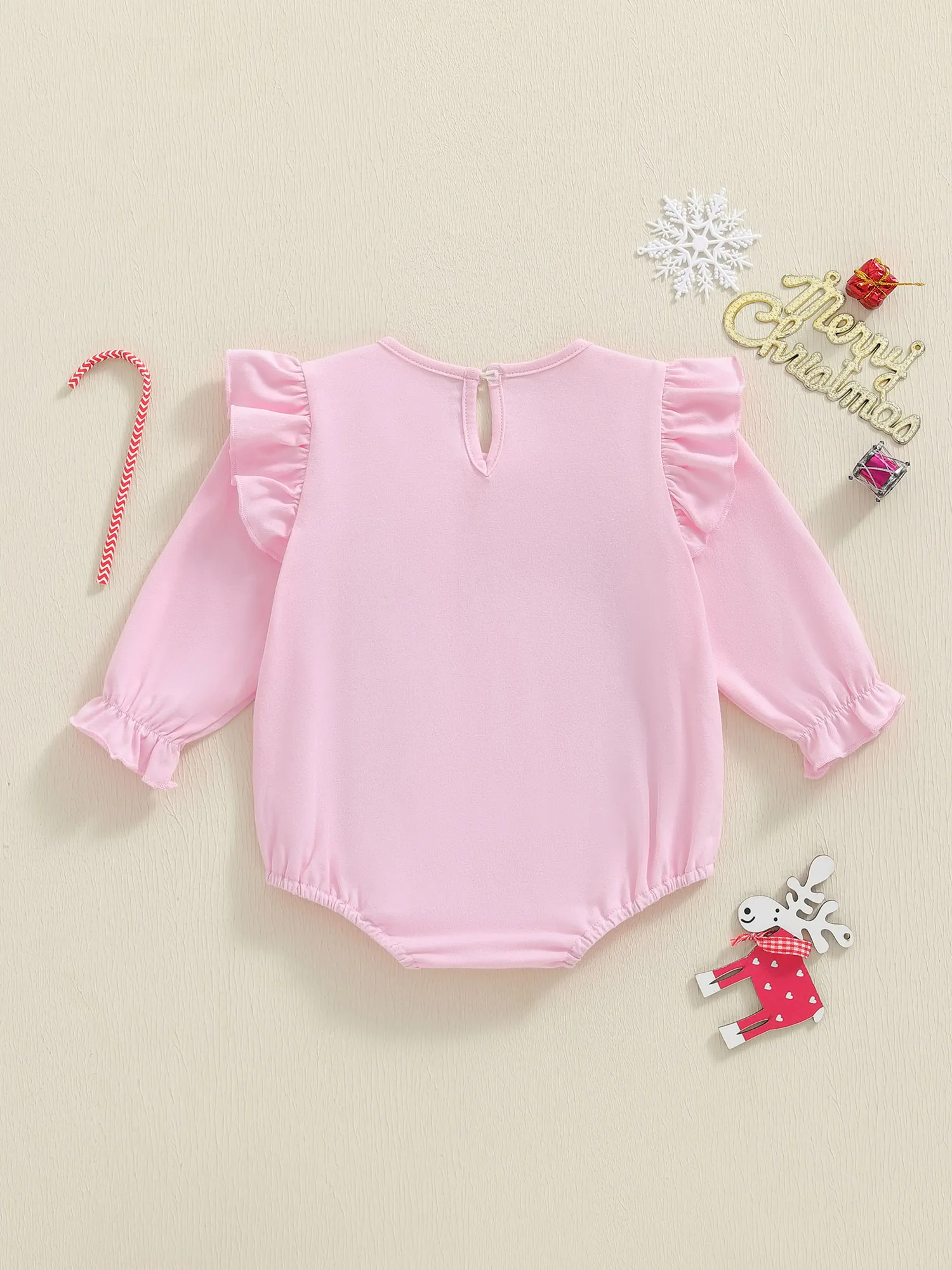 

Красное клетчатое комбинезон для маленьких девочек с подходящей повязкой на голову с бантом и рюшами по подолу, вышивкой рождественской елки, длинными рукавами