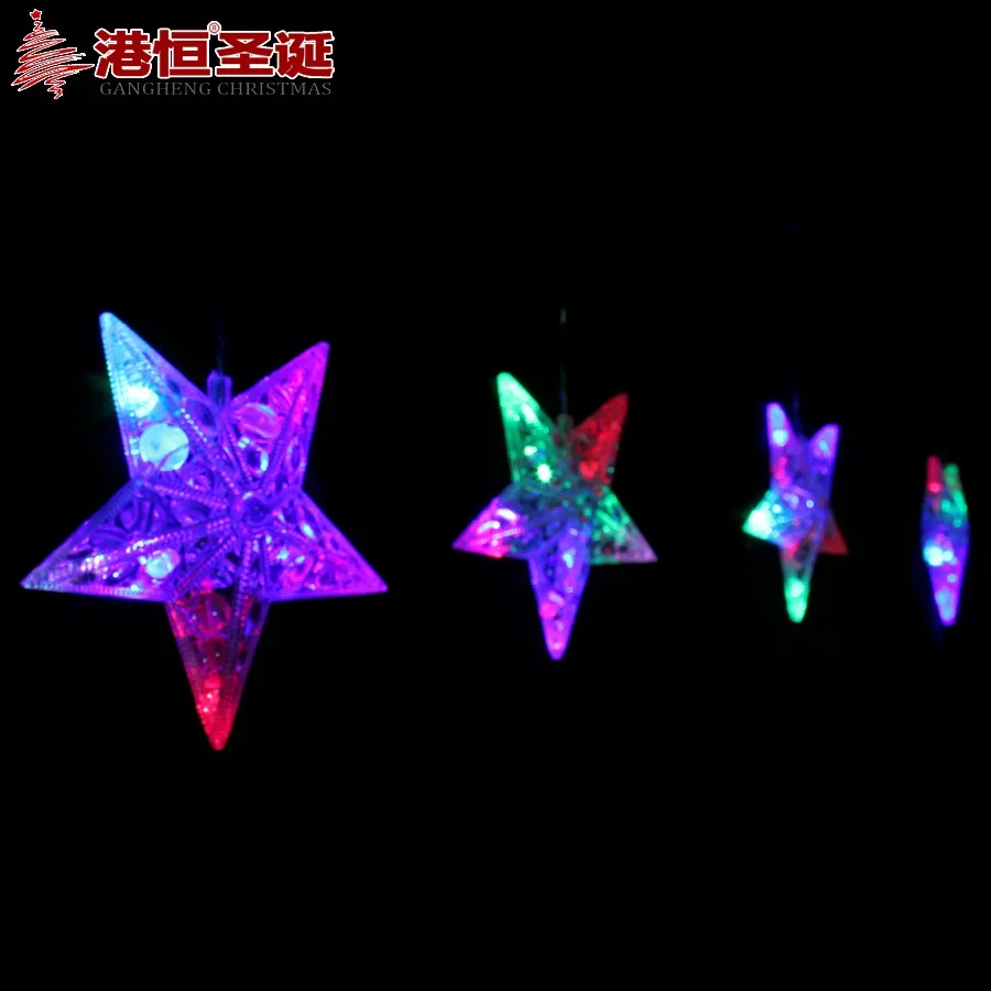 Christmas lights five pointed star crystal seven color self flashing serial star lights color flash LED lights