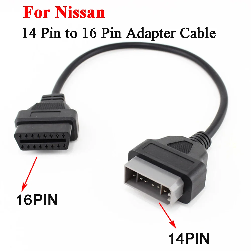 

For Nissan 14 Pin to 16 Pin OBD1 OBD2 Adapter Cable Car Diagnostic Scanner Connector Tool