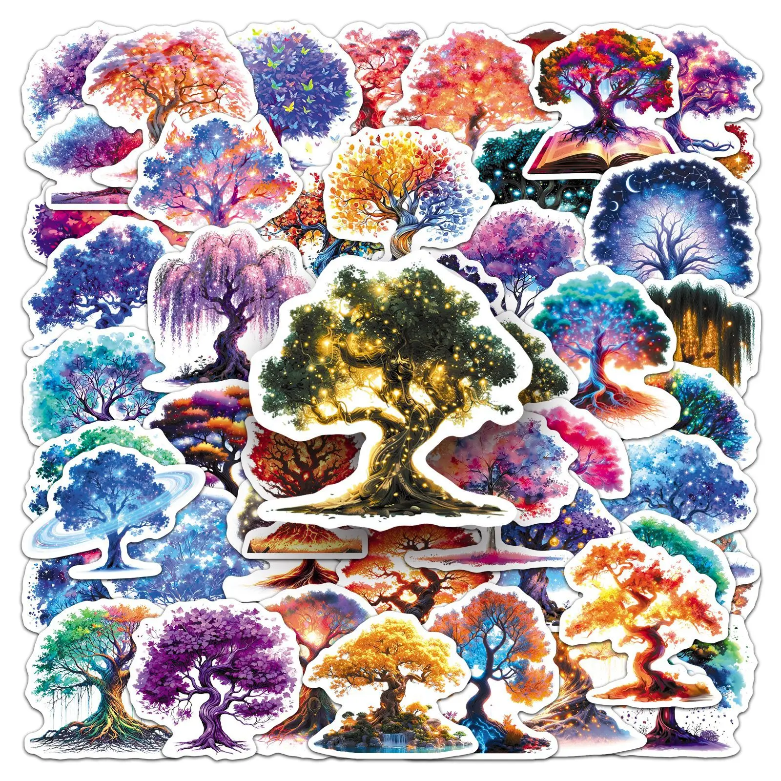10/50 PIÈCES Lumineux Vie Arbre Graffiti Autocollants Arbres Créatifs Dessin Animé Autocollant BRICOLAGE Bagages Téléphone Guitare Scrapbook Autocollant Étanche