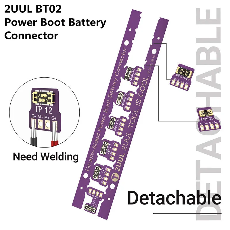 2UUL BT02 Detachable Double Sided Power Boot Battery Connector for Android  IP 8-15Series Need Welding Power On Accessory Tool