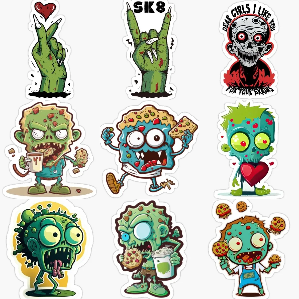 

Zombie Dead Catoon Sticker for Motorcycle Laptop Van Bicycle Car Window Wall Room Door Waterproof Decoration Decals Customizable