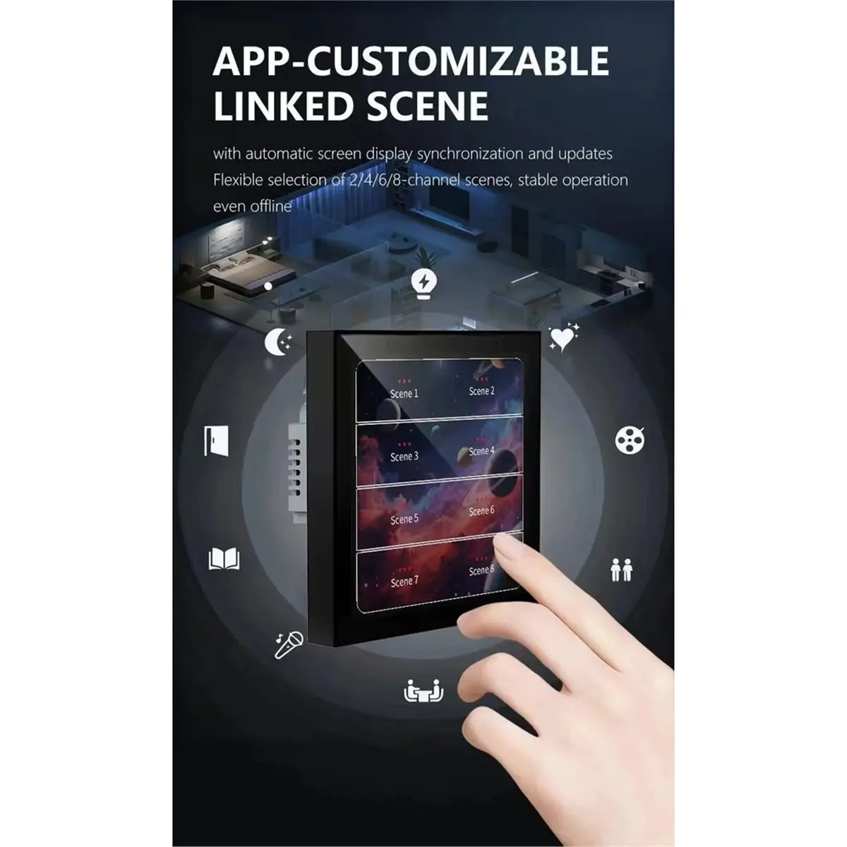 PHONE&GEAR Tuya Smart Zigbee Multi Functional 4-Inch Touch Screen Scene Switch Dimming Switch Custom Text Multi Language-EU Plu
