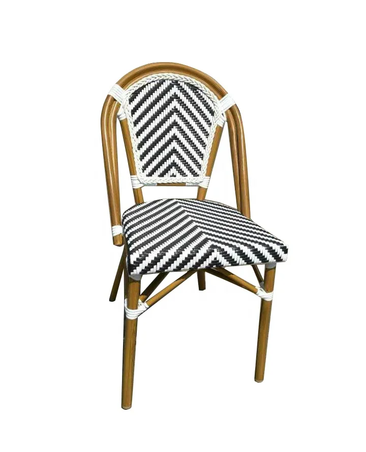 

mf-Bamboo Color French Designer Stackable Rattan Outdoor Chair in Gray Black·
