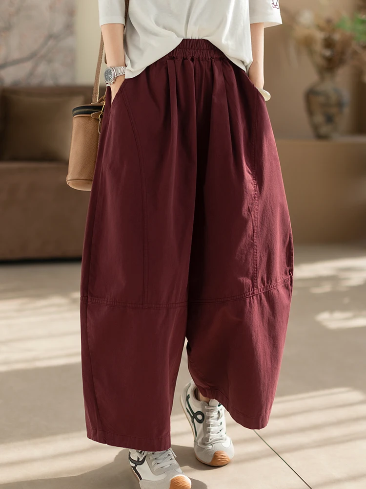 

Женские повседневные брюки из 100% хлопка Cyu, модные широкие брюки-палаццо для работы и отдыха