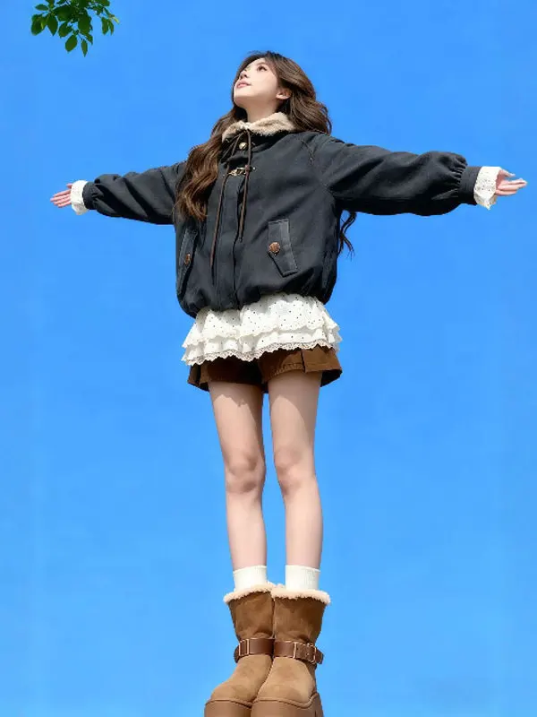 

Корейский хлопковый комплект из двух предметов: куртка и юбка, модный, дышащий, для весенне-осеннего сезона, для молодежи