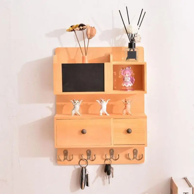 Key Holder For Wall Decor Mail Shelf Sorter Organizer Key Hanger Wall Mount With 4 Hooks Storage Rack For Kitchen Bathroom