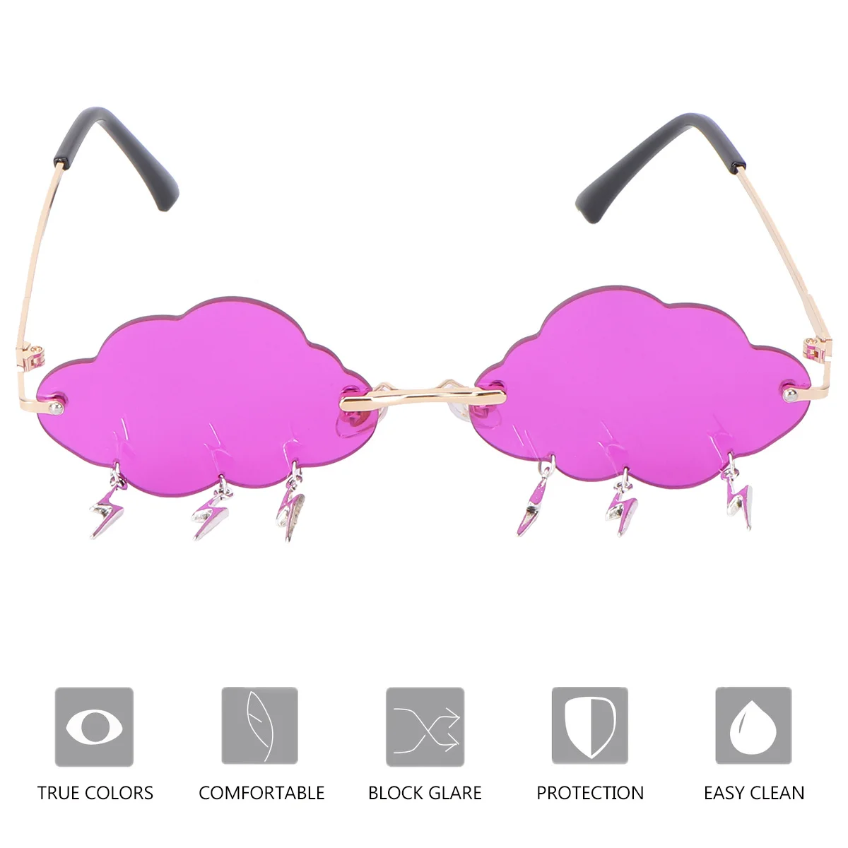 

1Pair Cloud Sunglasses Trendy Rimless Fashion Glasses for Small Face Stylish Unique Shades Party Cloud Glasses