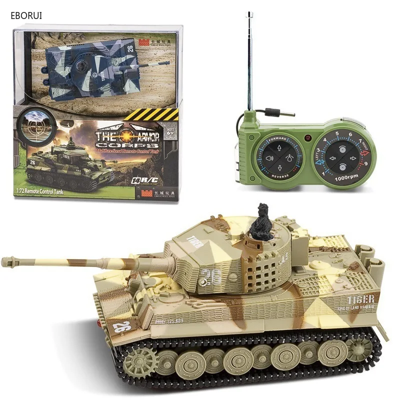 EBORUI 2117 Mini RC Tank 1:72 Radio Remote Control Mini RC German Military Tiger Tank with Sound Gift Toys RTR