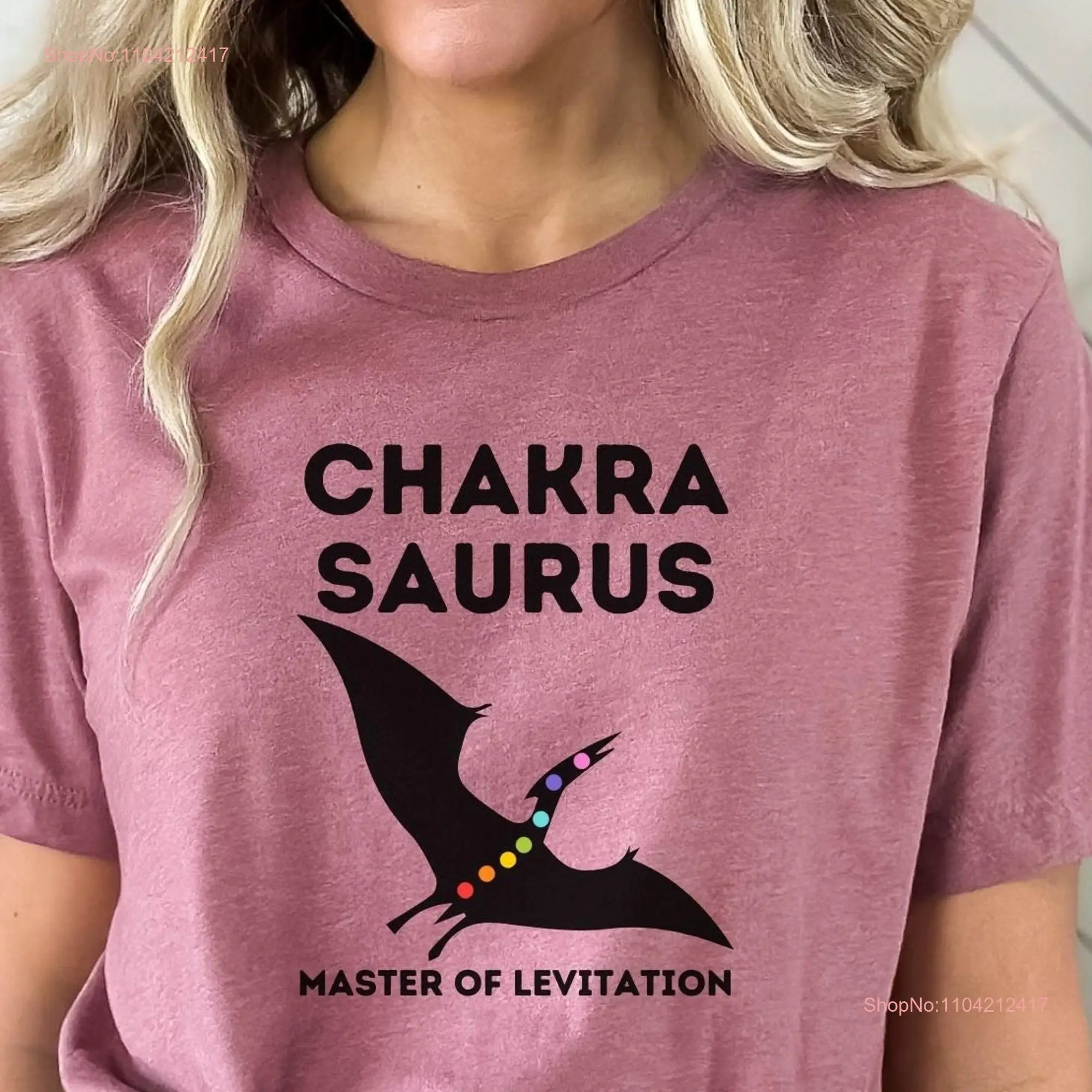 Chakra Saurus T Shirt Dinosaur Funny Pterodactyl 7 Chakras long or short sleeves