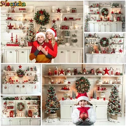 Mocsicka Holiday party Xmas Kitchen Backdrops Kids Photography Child Baby Photocall Props Adult Family Christmas Background