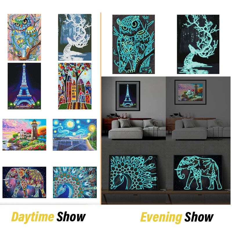 Luminous 5d Diamond Painting Set For Adults And Children, Diy Abstract Animal Luminous Paintings, Home Mural Decoration Gifts