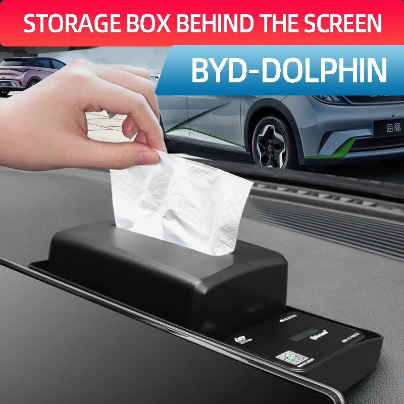 

For BYD Dolphin EV 2021 2022 Center Console Hidden Tray Behind Screen Car Accessories Organizer Tissue sunglasses storage box