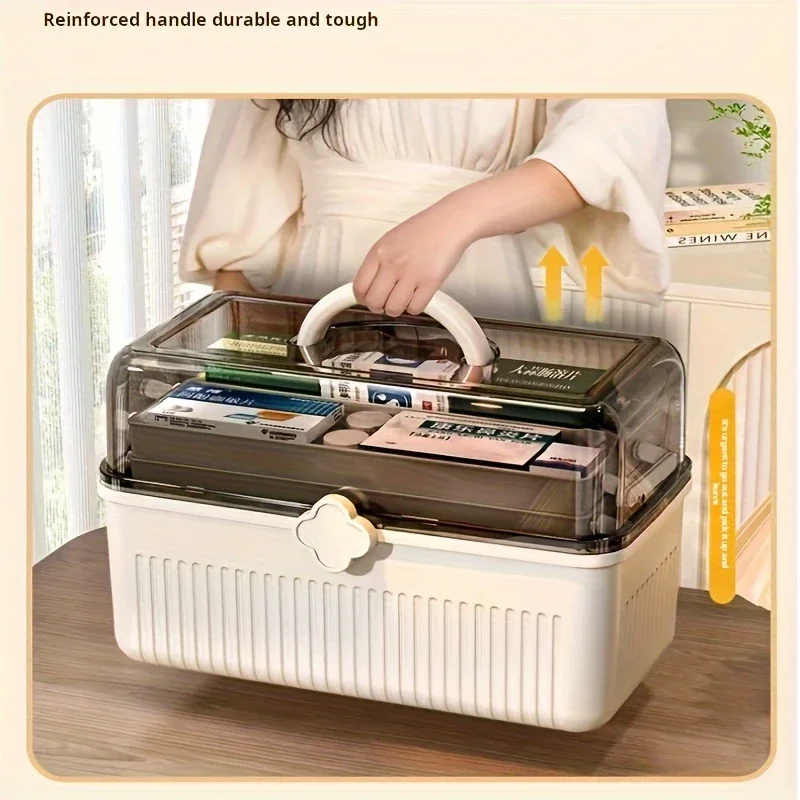 

Transparent Folding Storage Box With Handle Desk Organizer Large Capacity Stationery Accessories Office School Supplies