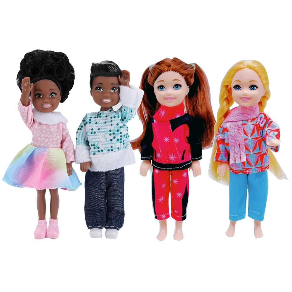 4pcs set of 5.5-inch doll clothes with winter skiing theme and scarf doll accessories for dress-up game gift