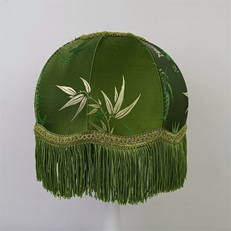 Chinese Classical Palace Lampshade DIY Cover Universal European Style Lampshade Tassel Green Art Handmade Shading E27