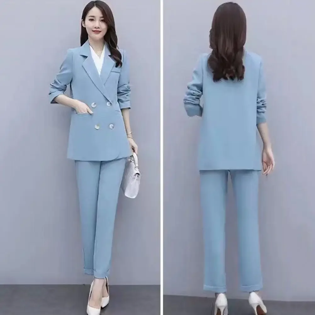 Women's Summer Thin Fashion Suit Jacket Pants Two-piece 2024 New Casual Blazer Matching Set Korean Elegant Professional Wear