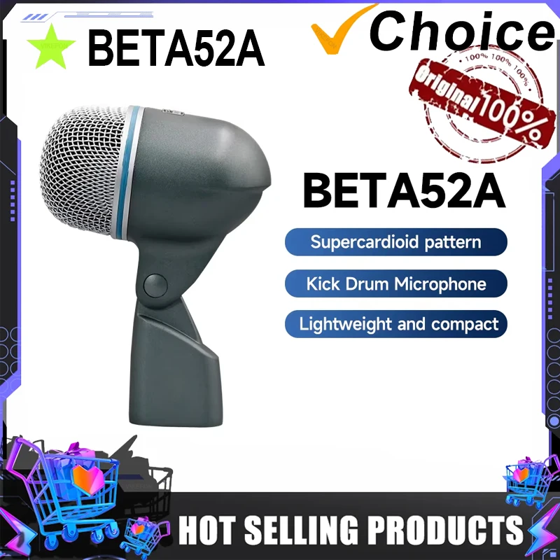 Beta52A Dynamic Kick Drum Wired Microphone Microfone Supercardioid Kick Drum MIC Beta52A