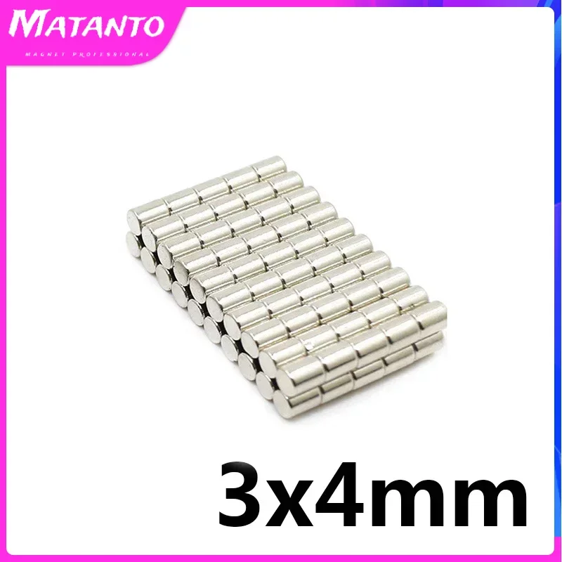 

100/200/500/1000/2000pcs 3x4mm N35 Super Strong Cylinder Rare Earth Magnet Round Neodymium Magnets Mini Small Magnet