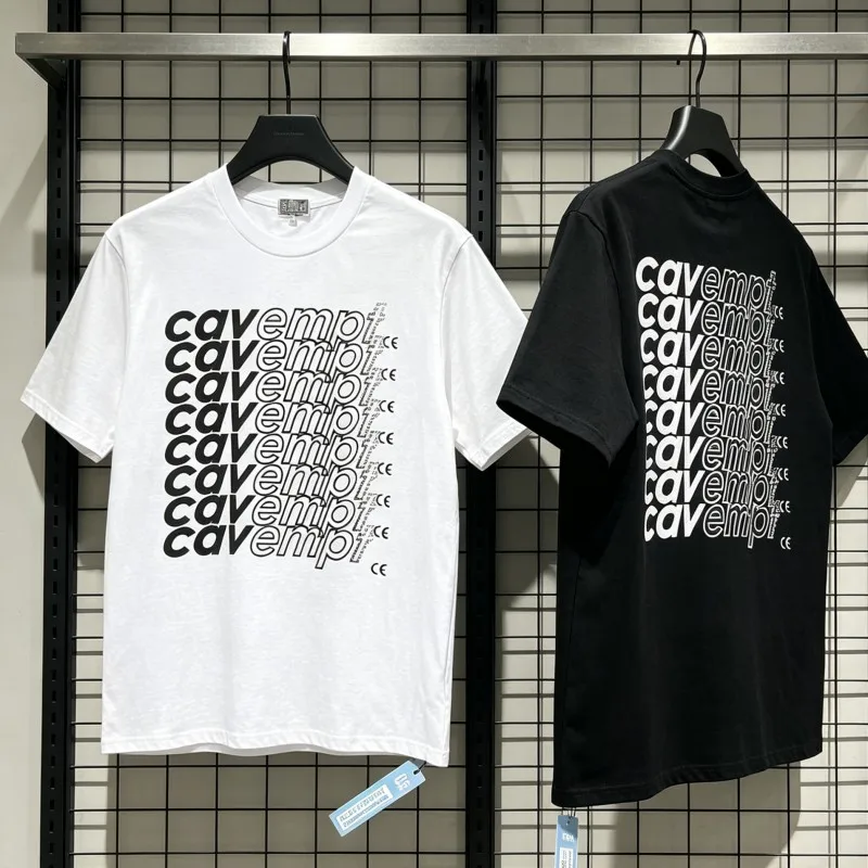 Summer Couple Black White Breathable Cotton Short Sleeve CAV Tshirts Bullet Screen Letter Print Round Neck Top Men Women Outfit