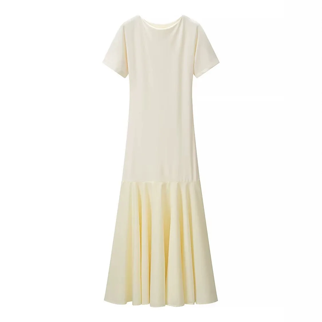 Dave&Di Women's 2026 Summer New Fashion Ship Collar Horn Short Sleeve Side Zipper Waist Dress