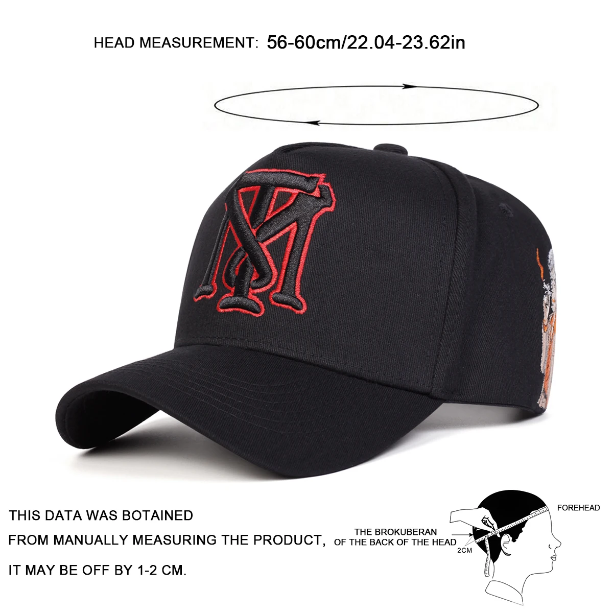 Unisex MT Letter Embroidery Baseball Caps Spring Autumn Outdoor Adjustable Casual Hats Sunscreen Hat Sports Cap