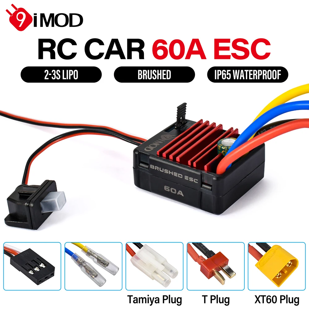 9IMOD 60A ブラシ付き ESC IP65 防水 5V/2A 2-3S 550 540 モーター用 1/10 RC クローラー車用