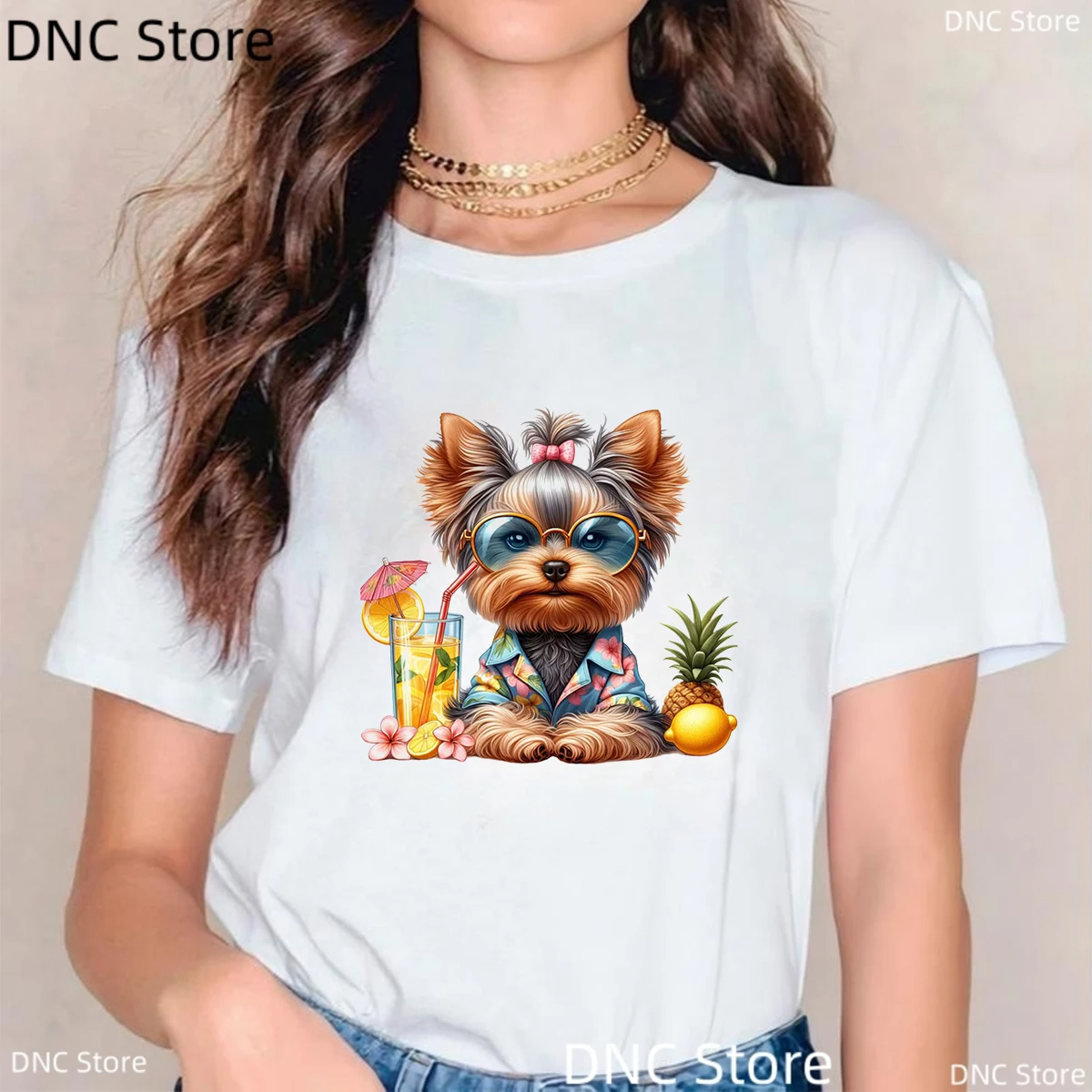 Yorkshire Terrier Dog Animal Print Femme Tshirt Fashion Harajuku Women'S T-Shirt Summer Short Sleeved Tshirt Top，Dropshipping