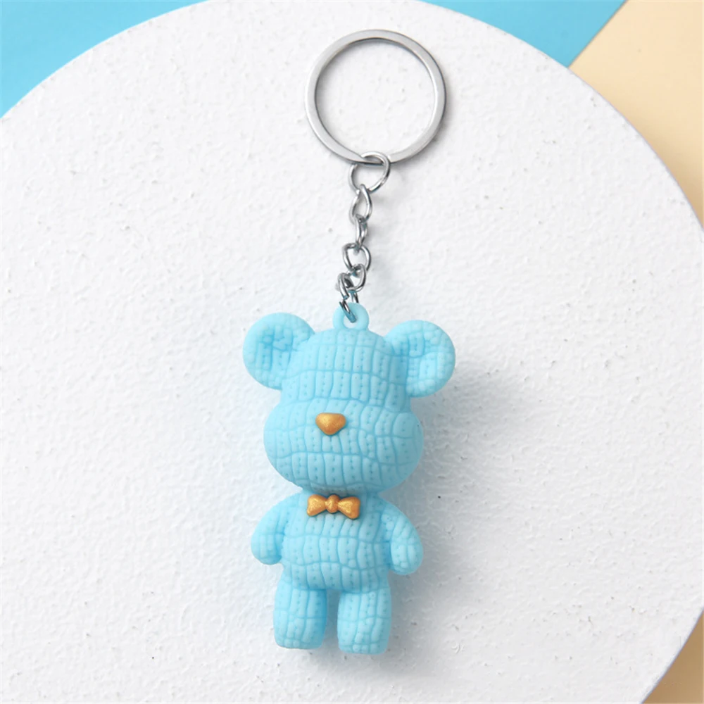 Cute Soft Rubber Bear Pendant Keychains For Women Car Key Chains Animal Key Ring Bag Backpack Adornment Couple Gift