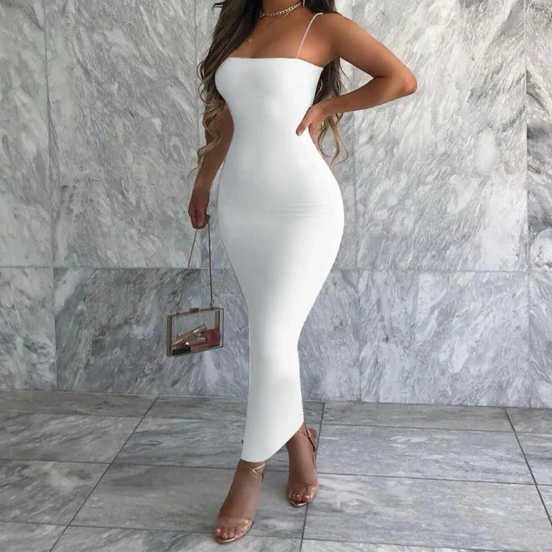 

Summer New 2024 Women Dresses Sexy Backless Skinny Sleeveless Bodycon Solid Dress Casual Elegant Pullover Female Knitted Dress