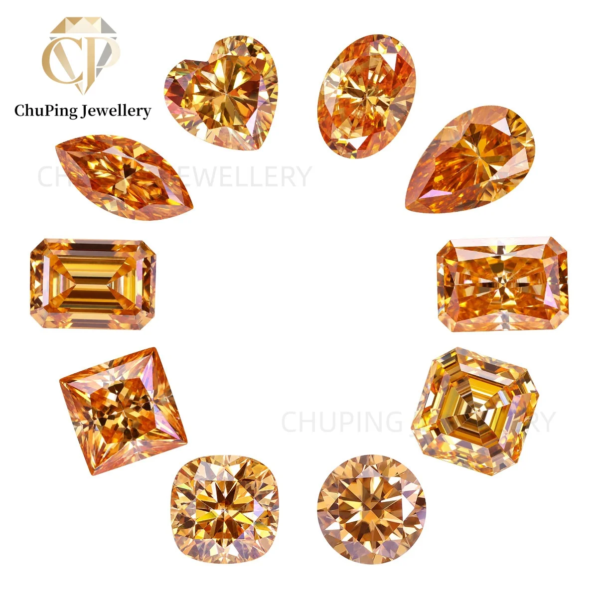 Champagne Moissanite Mixed Shapes 0.8-3ct Radiant Oval Round Pear Marquise Emerald Cut Loose Gems with GRA Certificate Jewelry