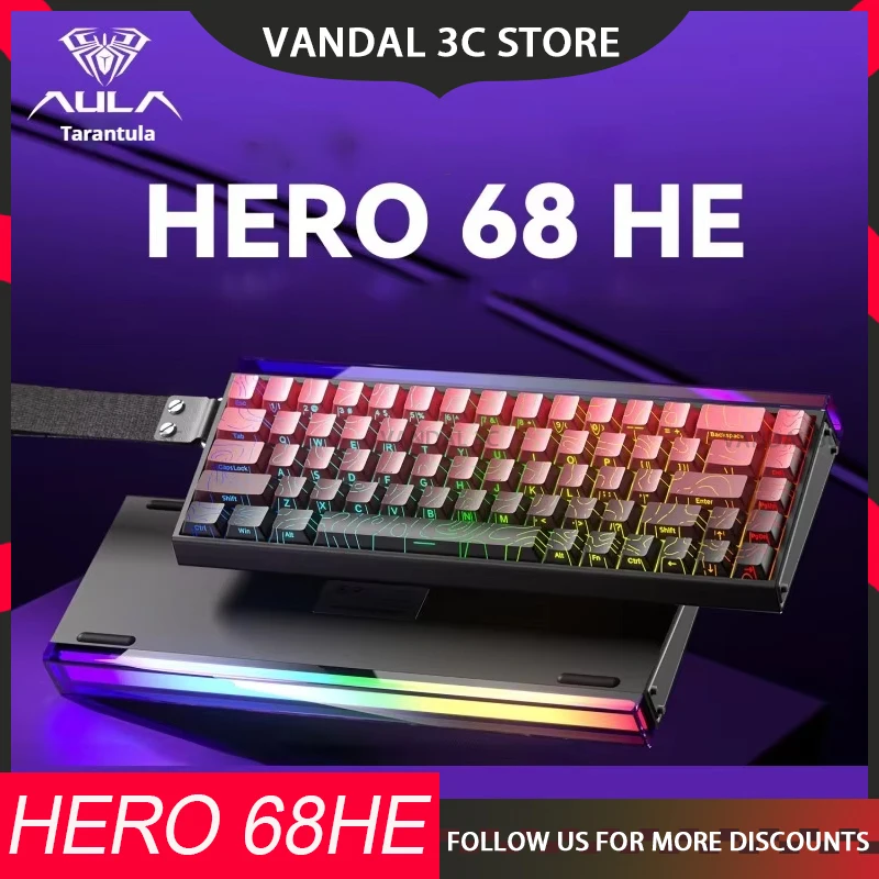 AULA HERO 68HE Magnetic Keyboard HERO 68 HE Wired RGB Hot Swap Esports Gaming Mechanical Keyboard Custom Computer Accessories