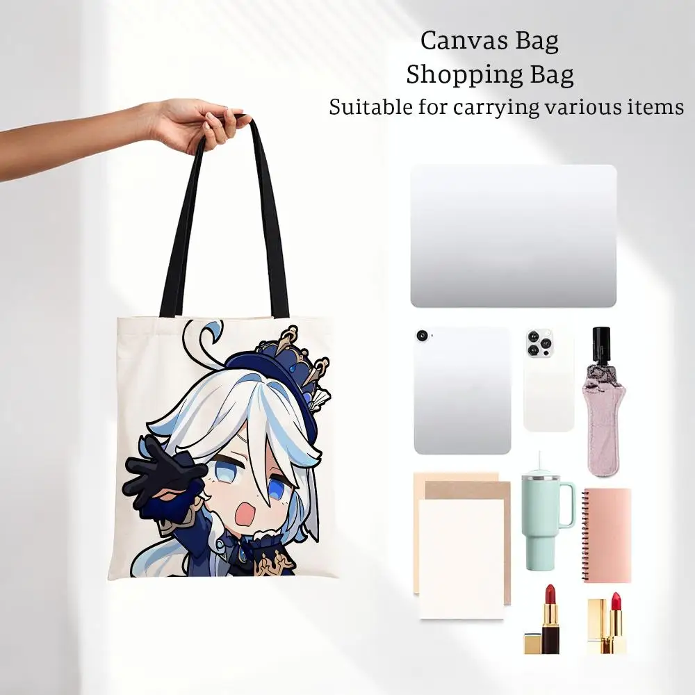 Meme Funny Genshin Cute Emotes Storage Bags Printed Series Shoulder Bag Portable Daily Lightweight Tote Bag