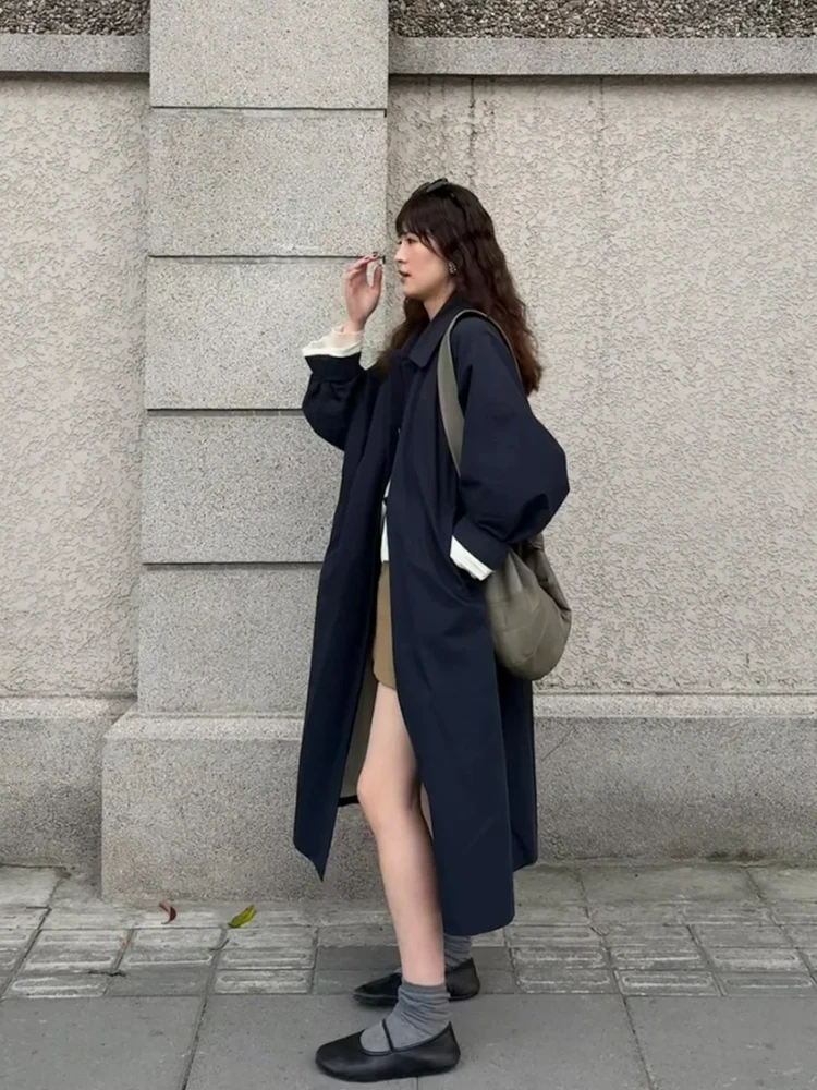 Leren trenchcoat voor dames Ultravioletbestendig Boho Back Denim Windbreakers gevoerd Nieuwste overknee aankomst van middelbare leeftijd geperst