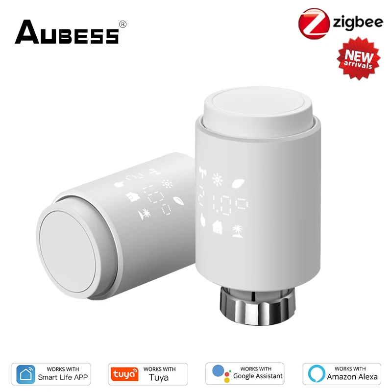 

ZigBee3.0 TRV Tuya Radiator Actuator Valve Smart Programmable Thermostat Temperature Heater Control Alexa Google Home Voice