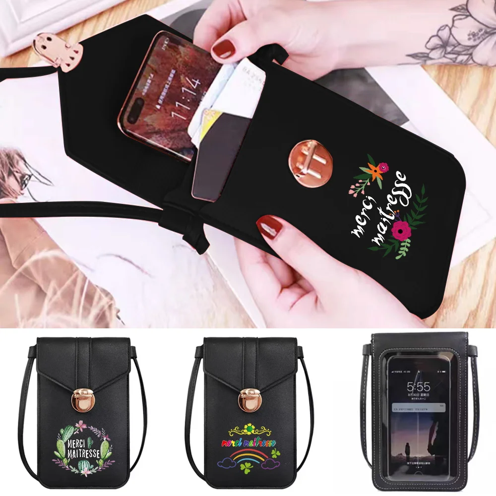 Women Crossbody Shoulder Bags Wallets Touch Screen Phone Purse Soft Leisure Maitresse Print Handbag Fashion Messenger Bag