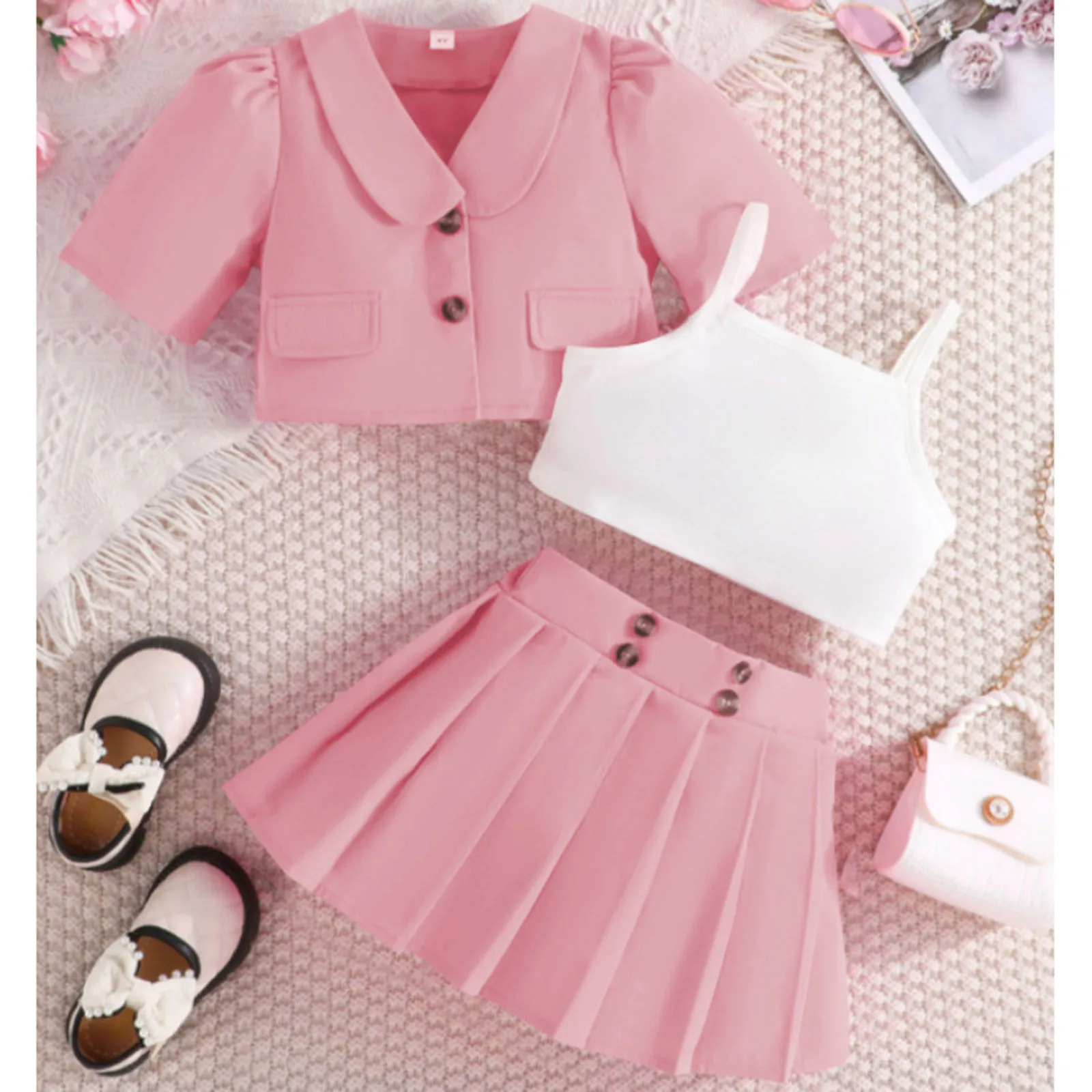 

Teens Matching Clothes Toddler Kids Girls Summer Clothes Solid Short Sleeve Coat Suit Camisole Crop Teen Girls Athletic Pants
