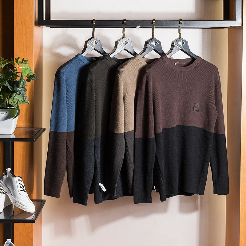 

Мужской круглый трикотаж Quali Ne, повседневный, универсальный, осенне-зимний, модный, из полиэфирного волокна, для поездок на работу, Long Sve Crew Ne