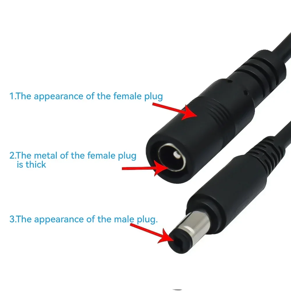 Cabo de extensão de alimentação dc12v macho para fêmea 5.5x2.1mm conector para câmera cctv segurança preto 3m 5m 10m cabo de alimentação câmera ip
