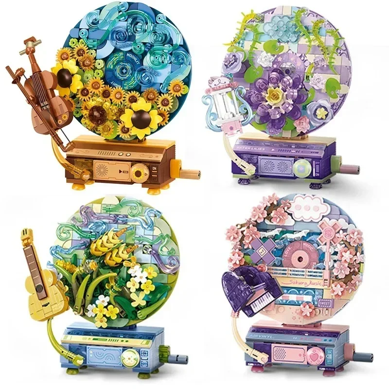 

SEMBO Fantasy CD player Assemblage Building Blocks Kits MOC Flowers Record Home Decorations Ornaments Kids Toys Gifts for Girls