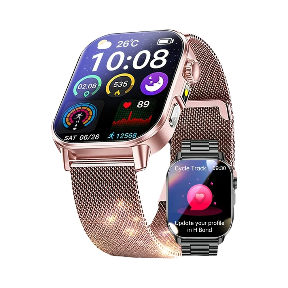 Nowy Profesjonalny Smartwatch Monitorujący Zdrowie, Ciśnienie Krwi, z Ekranem AMOLED 2.01 cala, Pomiar Kwasu Moczowego i Lipidów we Krwi, Latarka, Inteligentne Zegarki Damskie — zdjęcie produktu 7