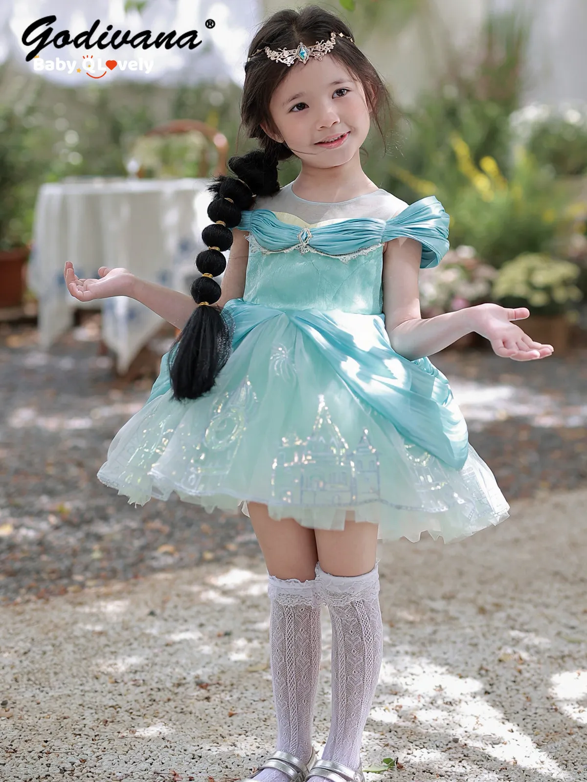 Original Sweet Baby Girls High End Elegant Princess Tutu Dress 2026 New Summer Kids Sequin Puff Sleeve Bow Tail Tulle Ball Gown