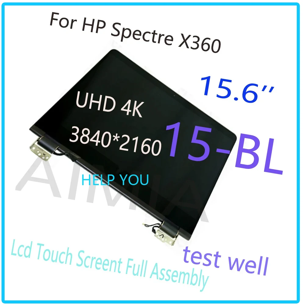 

Tested 15.6" uhd 4k 3840*2160 screen for hp spectre x360 15-bl lcd display touch screen replacement full assembly with hinges