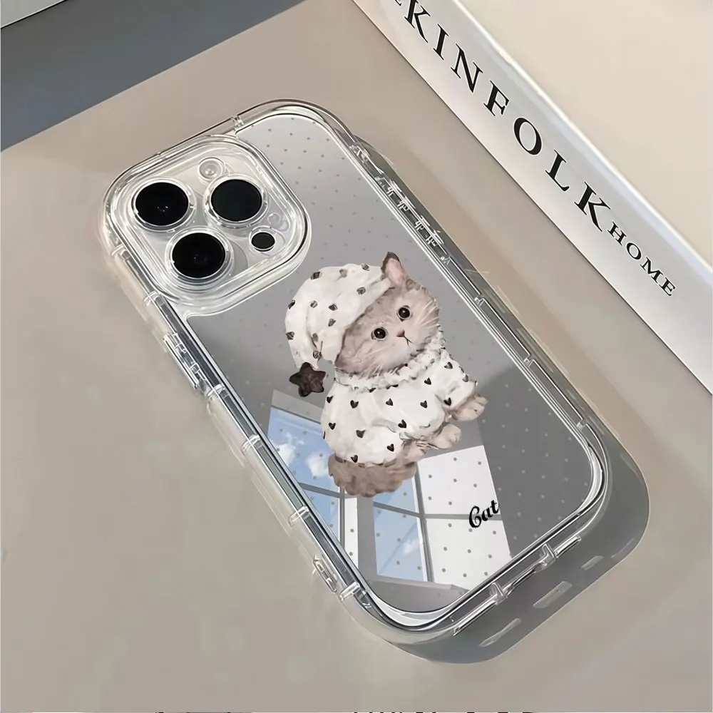 Cute Cat Pajamas Phone Case For iPhone 16 15 18 17 13 12 11 14 Pro Max X XS XR 7 8 15 16 Plus Air Shockproof Silicone Soft Cover view 4
