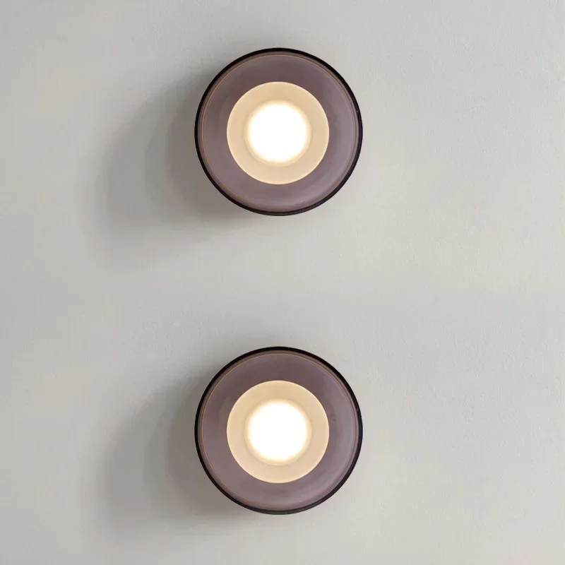 

Bowl Shaped Loft LED Wall Lamp Clear Gray Glass Parlor Bedroom Dining Room Hotle Lighting Sconce Black Metal