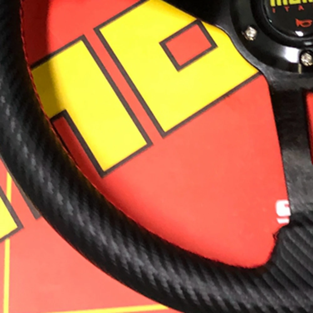 350MM Racing JDM Drift Carbon Fiber Leather Steering Wheel Rally Car Sport Steering Wheel JDM Racing Sim Game Steering Wheel