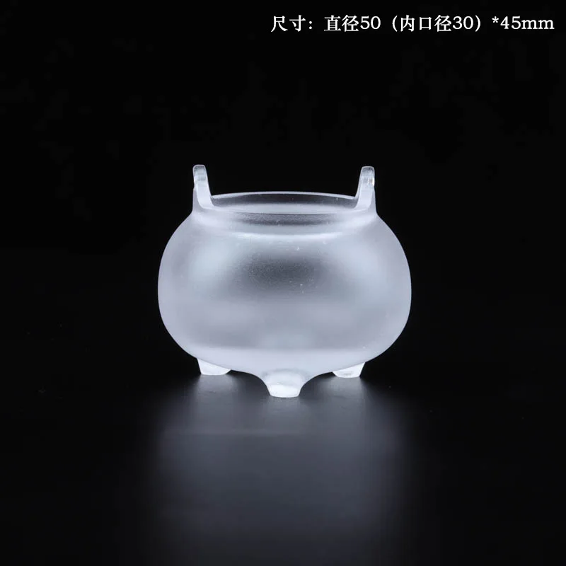 Glass Small Tripod Incense Mini Blue White Pink Aromatherapy Burner for Buddha Supplies Buddhist Hall Ten